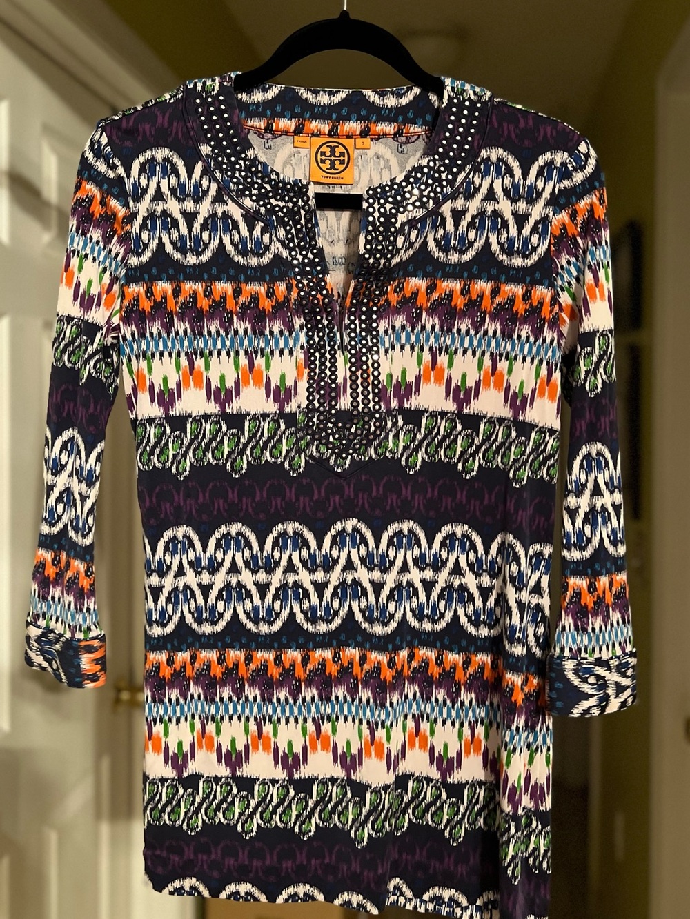Tory Burch Funky Patterned Silk Tunic size S